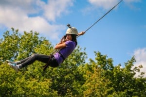 A girl on a zipline