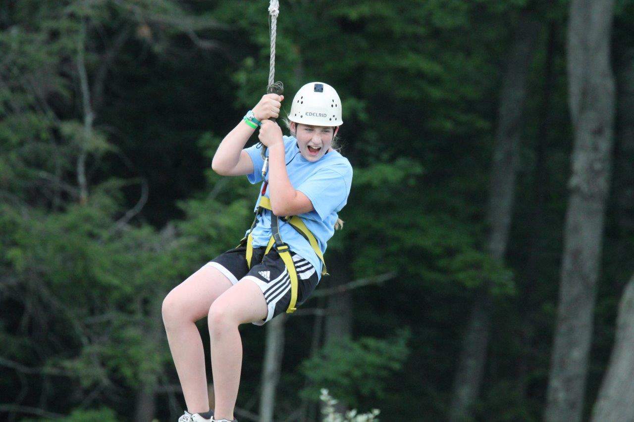 Girl on a zipline